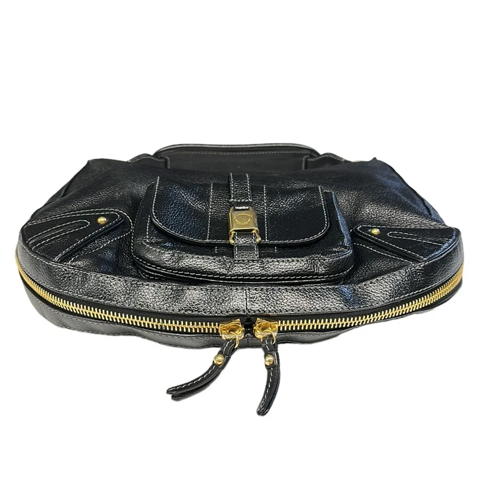 Marc Jacobs Pebble Leather Hobo Bag Purse Expandable Zipper Bottom Made in Italy